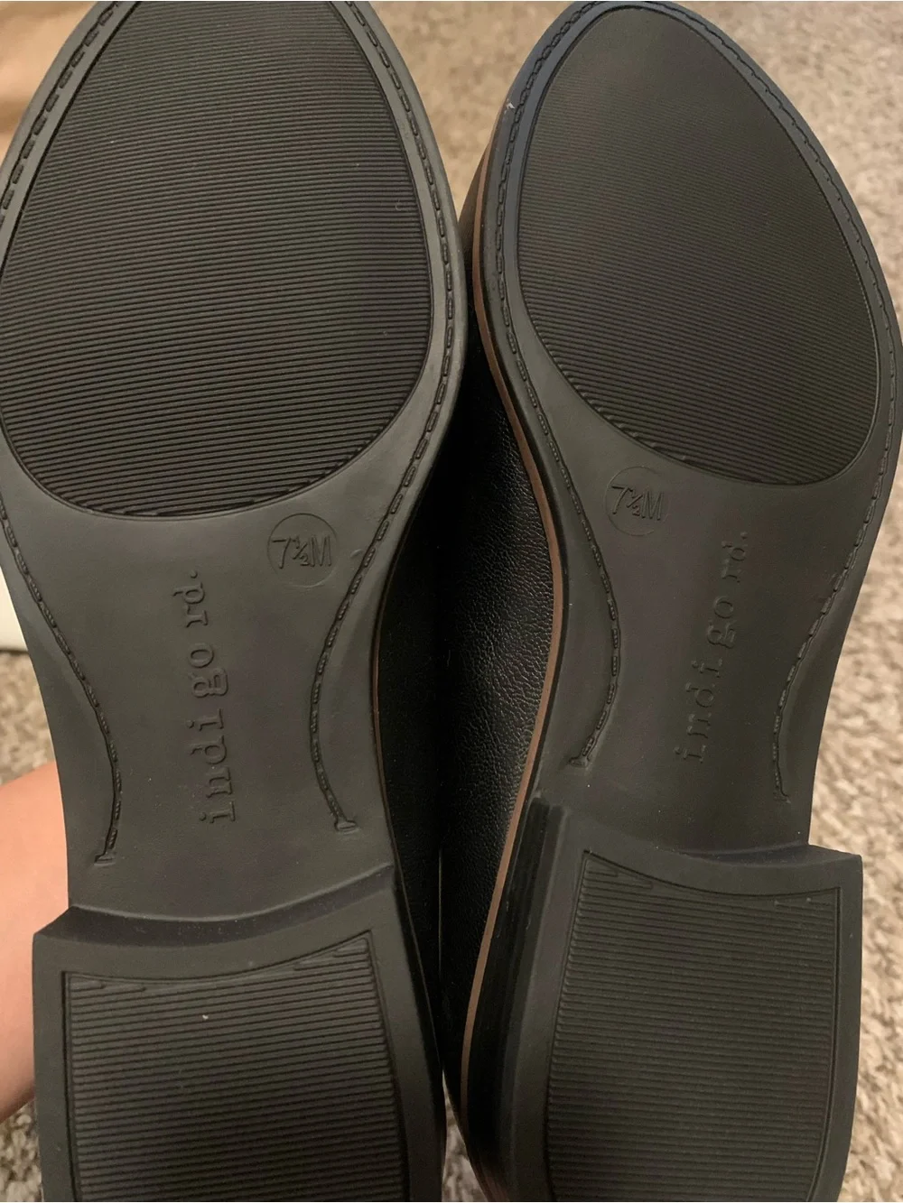 Indigo Black Leather Slip-On Flats